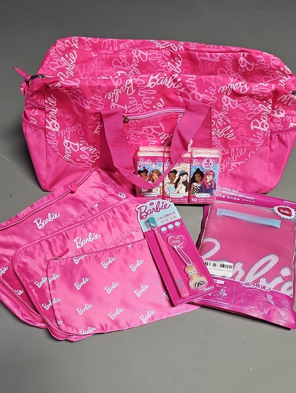 NWT Officially Licensed Barbie Travel Accessory Set 5-Piece Travel Pink Luggage